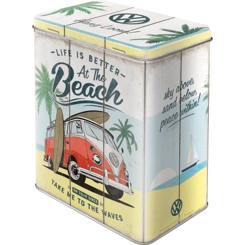 VW Bulli Life is Better at the Beach Storage Tin Box