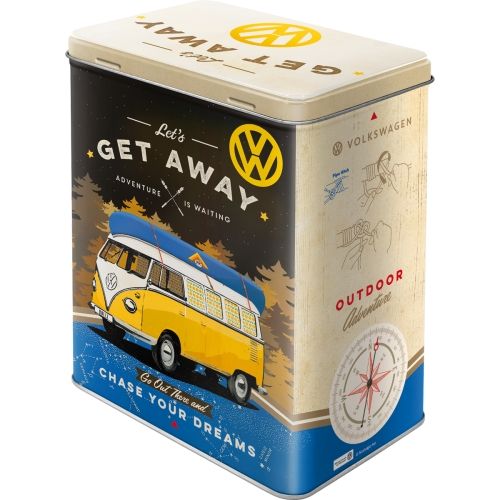 VW Bulli Let's Get Away Storage Tin Box