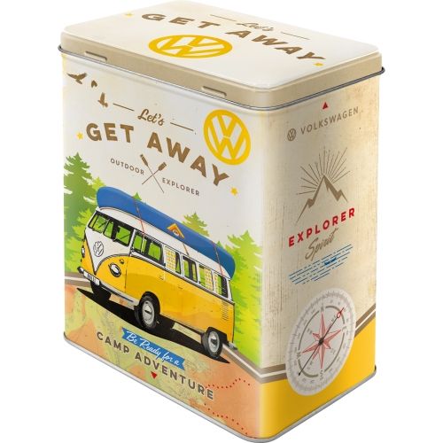 VW Bulli Let's Get Away Storage Tin Box