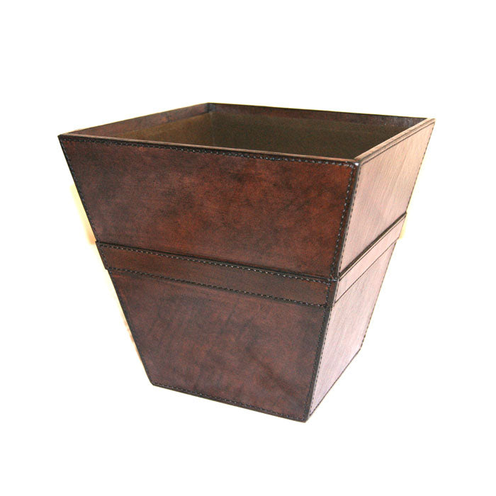 Wide Top Leather Tan Waste Bin (Available in 2 Colors)