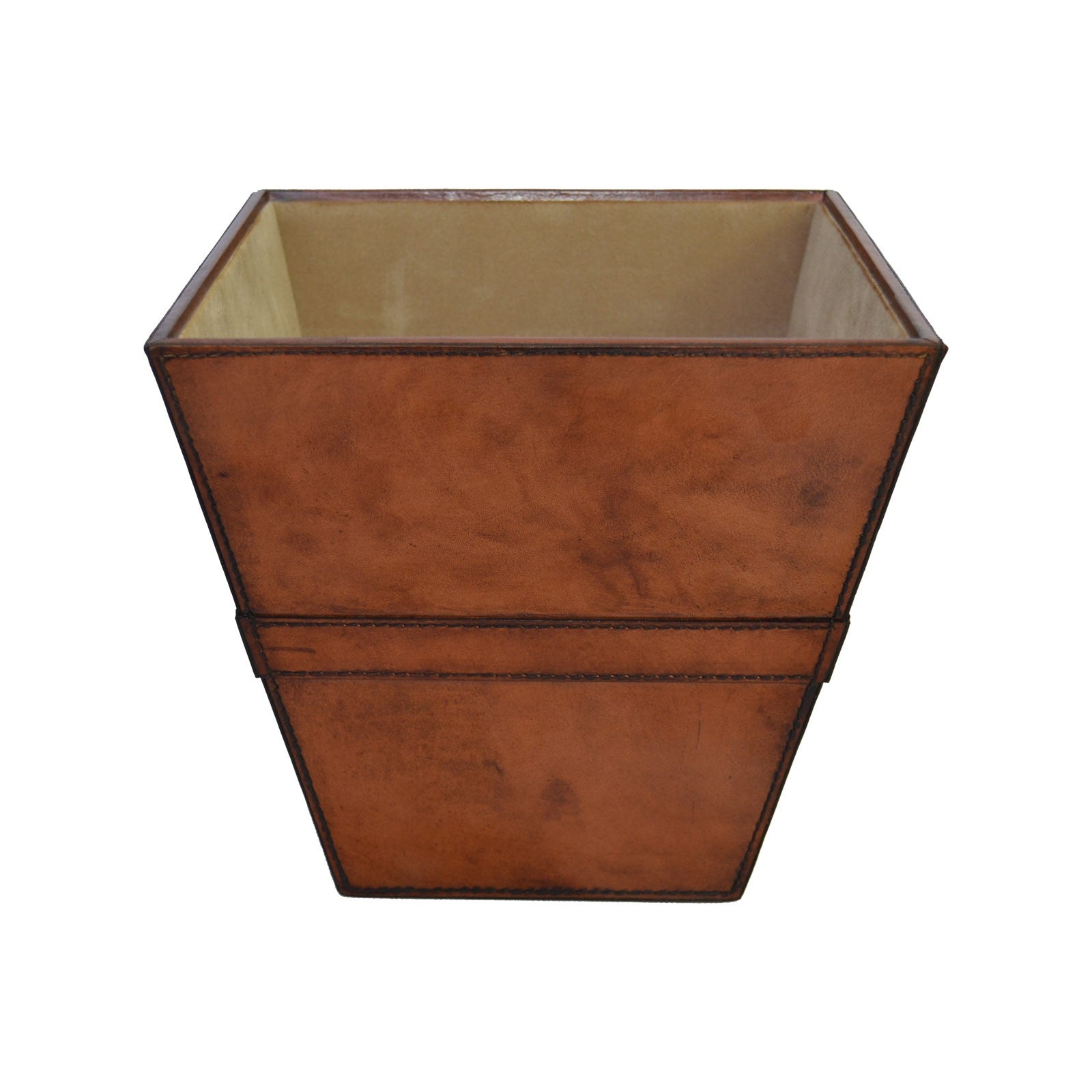 Wide Top Leather Tan Waste Bin (Available in 2 Colors)