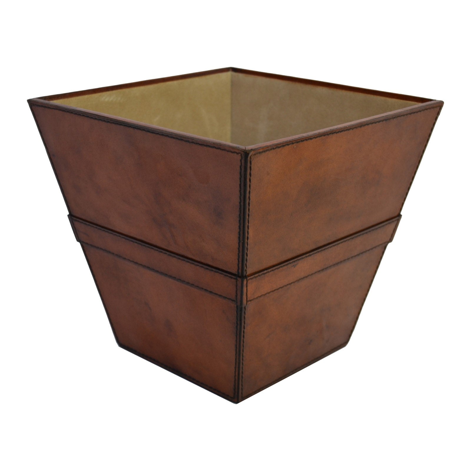 Wide Top Leather Tan Waste Bin (Available in 2 Colors)