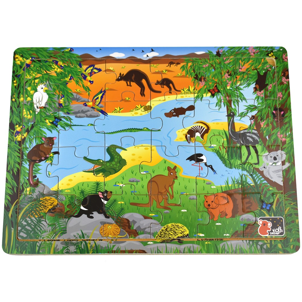 24 Pcs Australian Animals and Names Jigsaw Puzzle