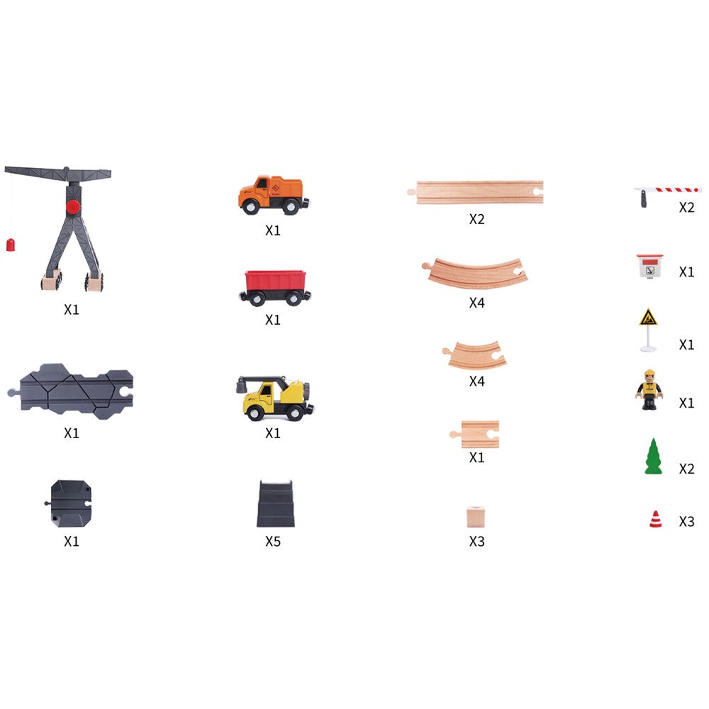 35 Pcs Construction Yard Kids Train Set