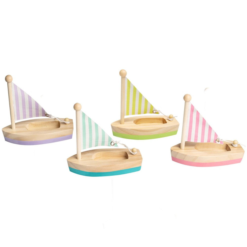 Set of 4 Wooden Sailboat Bath Toys