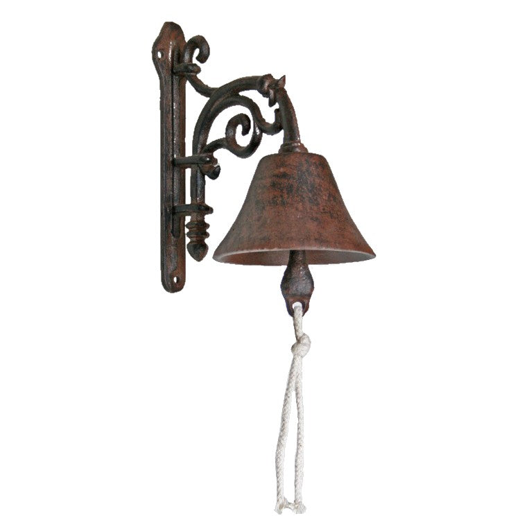 Smooth Curves Wall Hanging Cast Iron Doorbell - Antique Rust