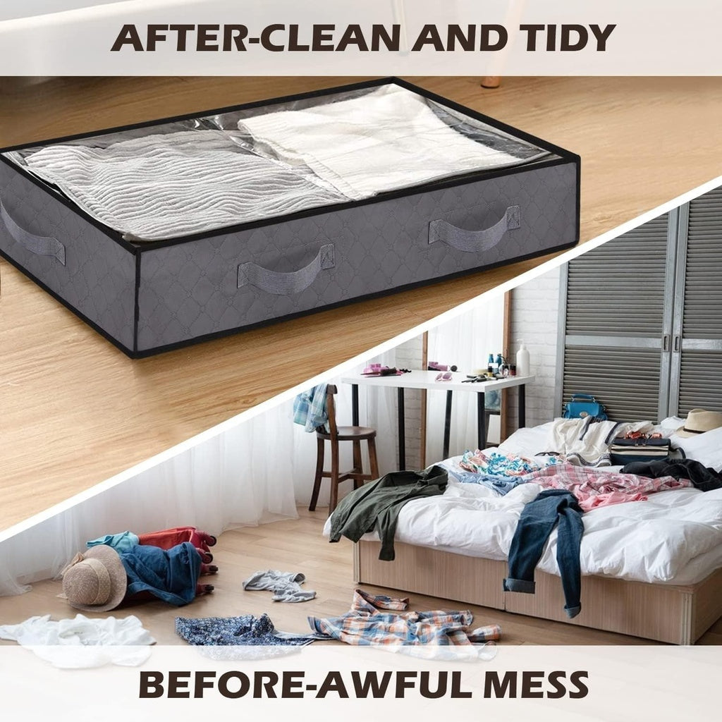 Underbed Storage Containers - Clear Window Grey