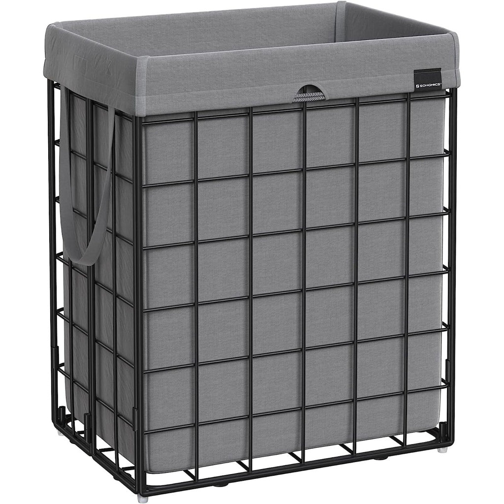 Laundry Hamper Metal Wire Frame 90L - Black and Grey