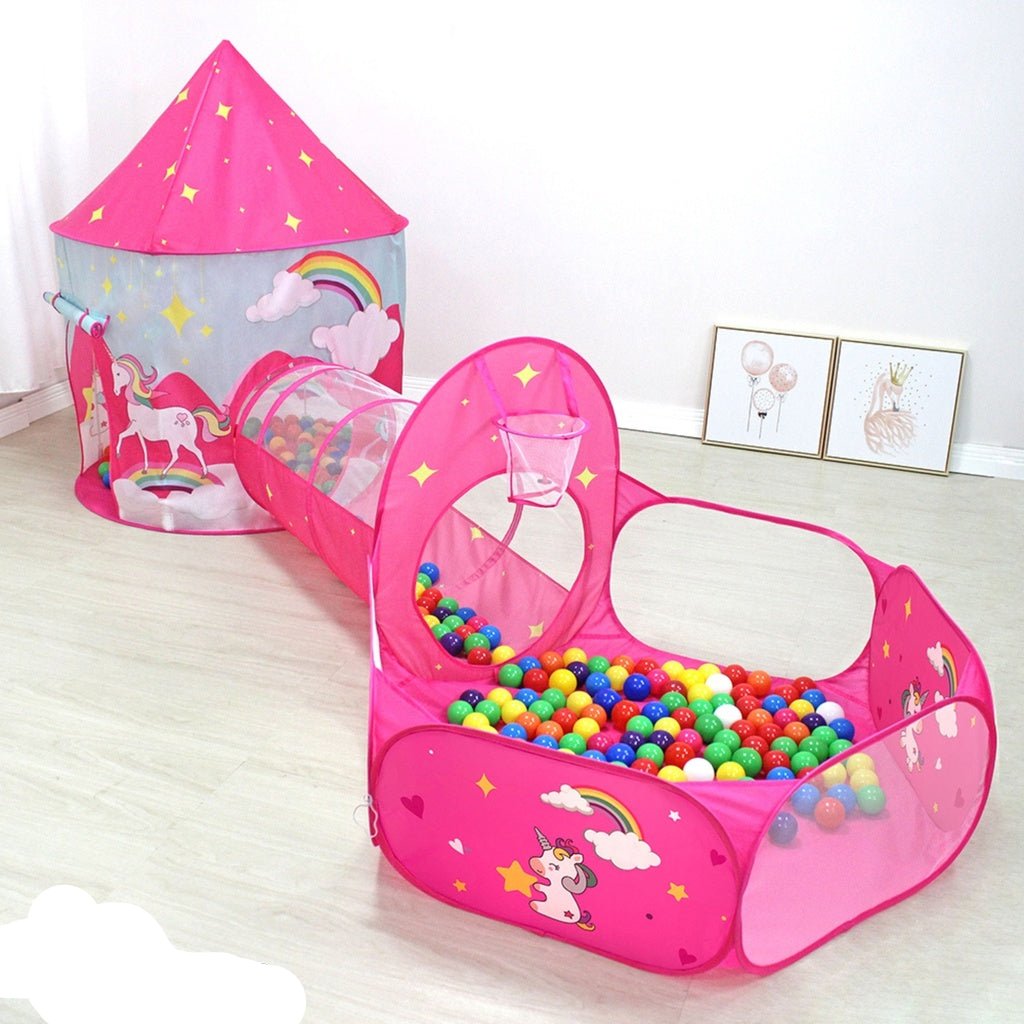 3 in 1 Unicorn Style Kids Play Tent - Pink