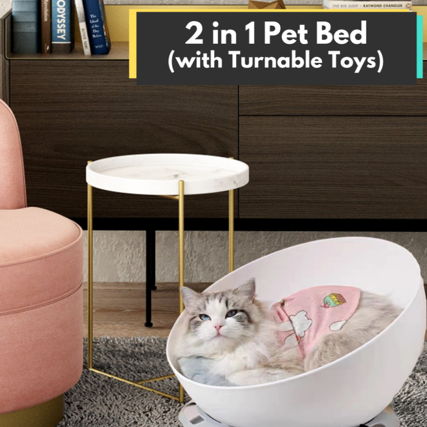 Pet Bed Cat 2 in 1 With Turntable Toy (Grey)