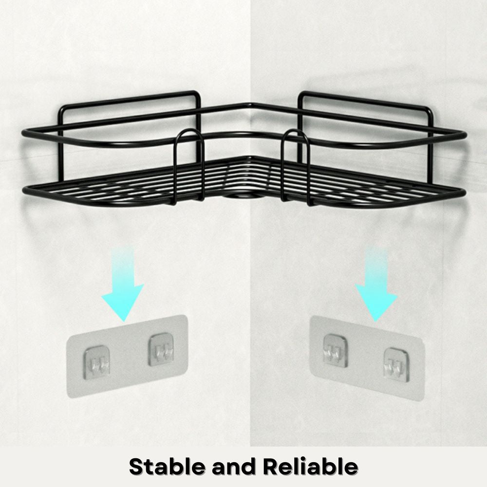 Adhesive Corner Shower Caddy (Black)