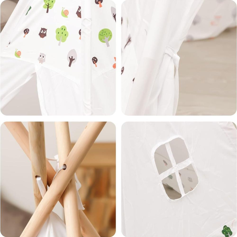 Kids Teepee Tent with Side Window - White Forest