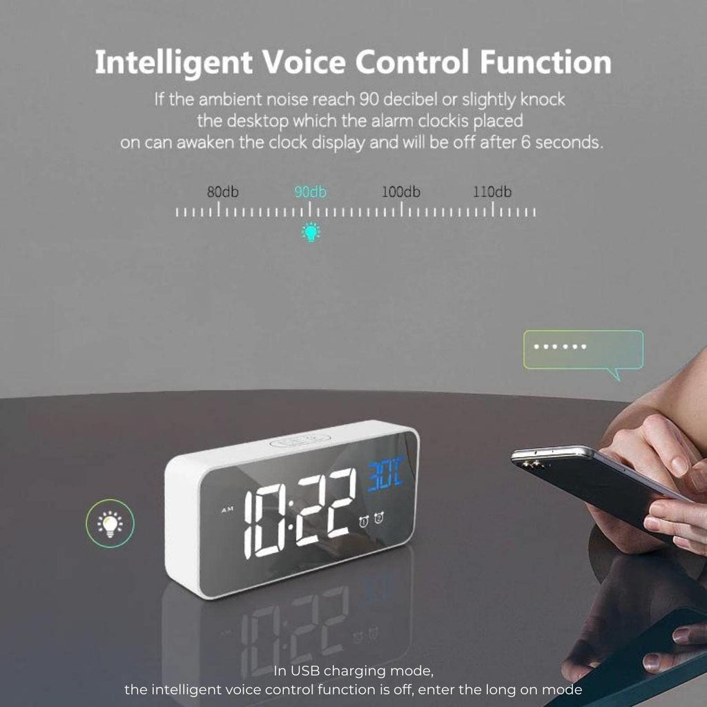 Mirror Display Digital Clock - Black