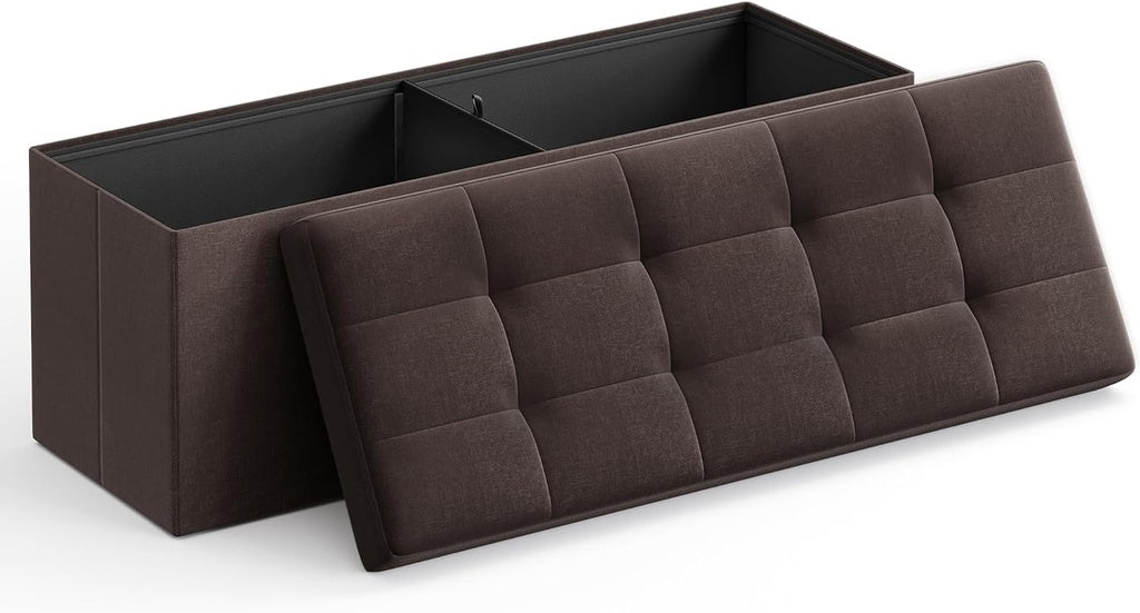 Folding Storage Ottoman Bench 109cms - Brown