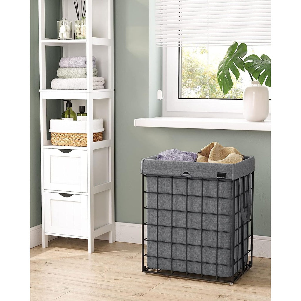 Laundry Hamper Metal Wire Frame 90L - Black and Grey