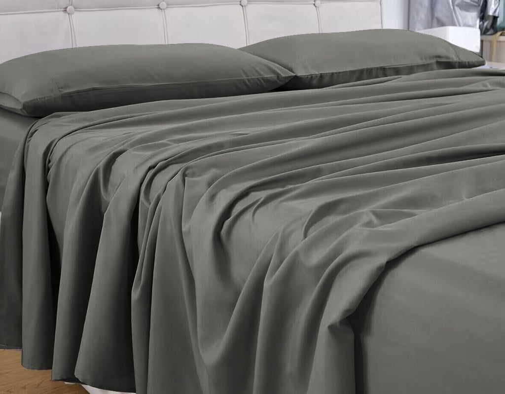 1000 Thread Count Ultra Soft Microfiber 4 Pcs Bed Sheet Set - King (Grey)