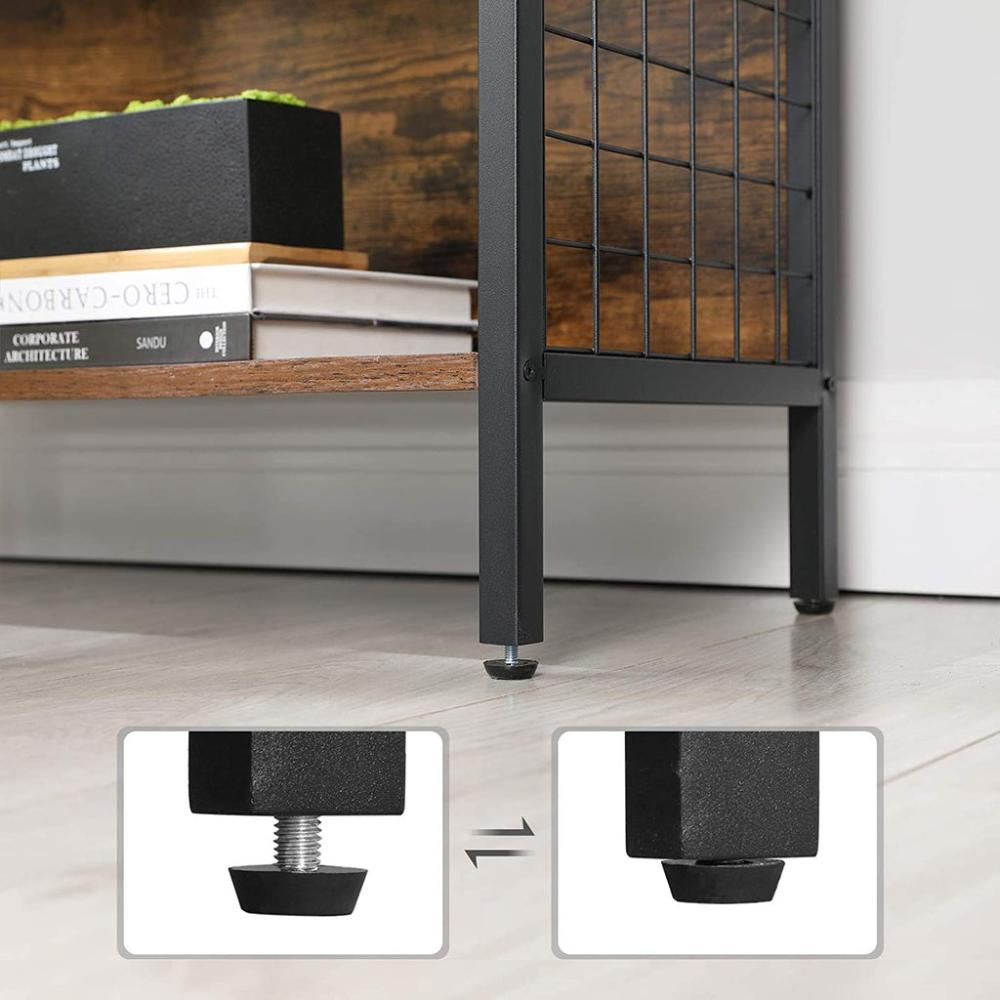 4 Tiers Bookcase Office Storage Shelf - Rustic Brown and Black