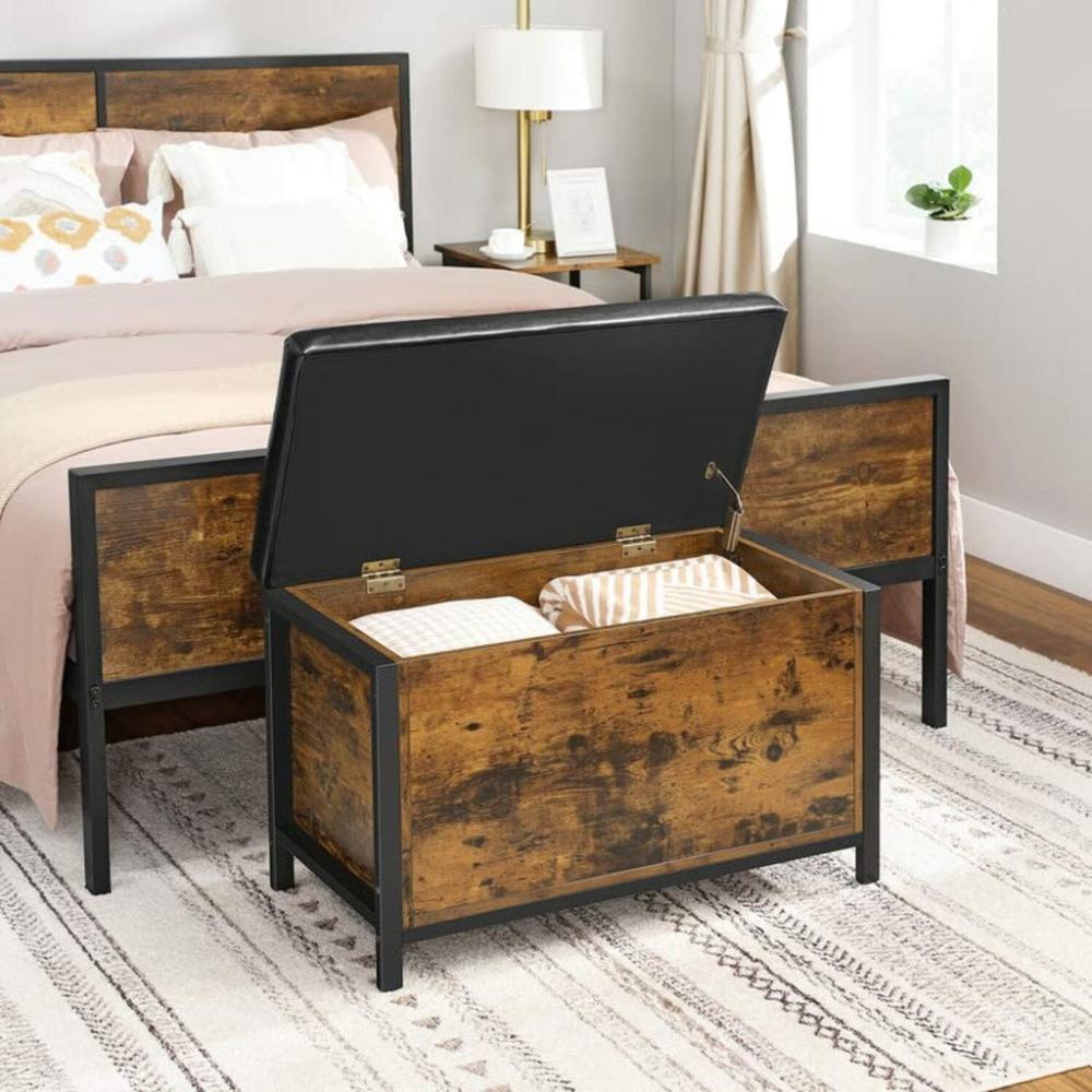 Entryway Storage Bench - Rustic Brown and Black