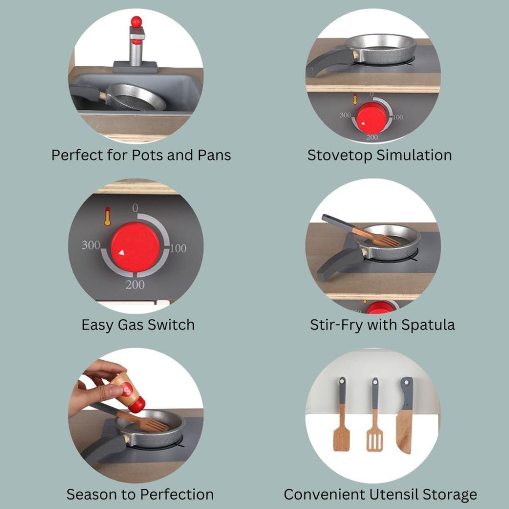 Minimalist Wooden Kitchen Playset for Kids