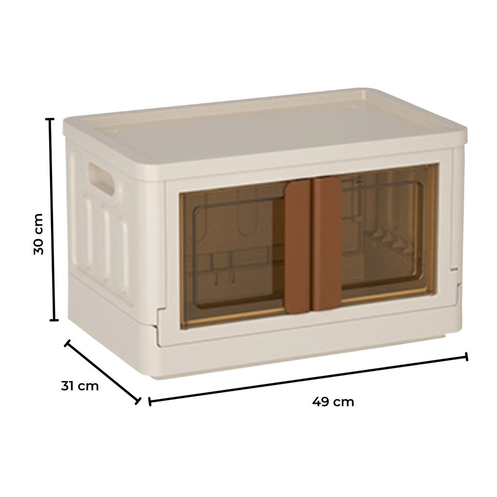 Foldable & Stackable Storage Organizers (Ivory + Brown) - 32L