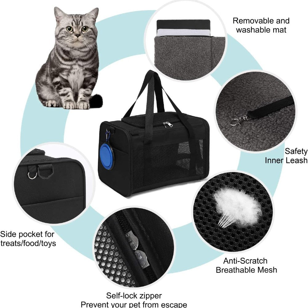 Adjustable Portable Pet Carrier-L Size (Black)
