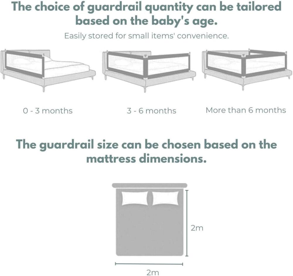 Height Adjustable Folding Kids Safety Bed Rail - 90cms