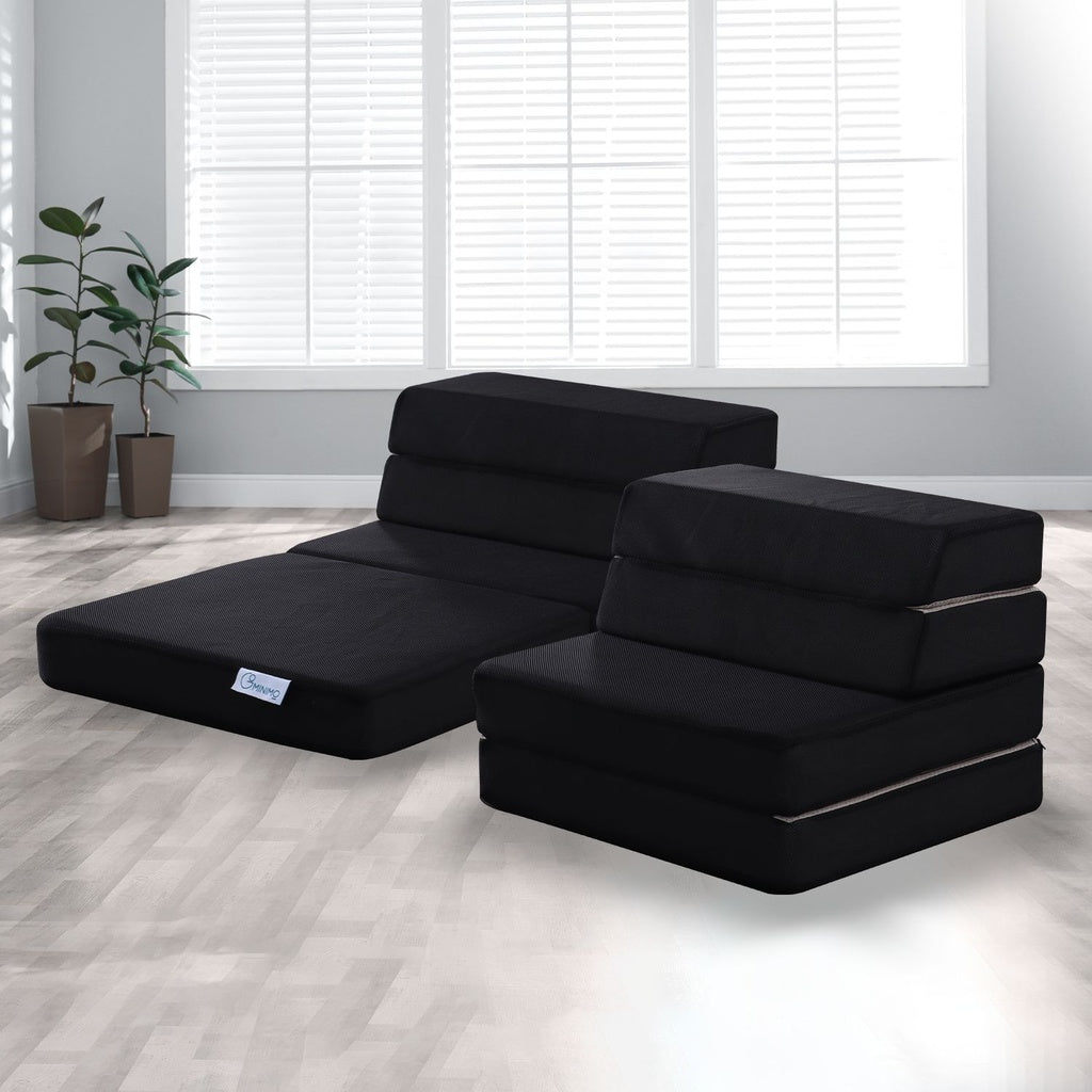 4-Fold Folding Mattress - Black Air Mesh