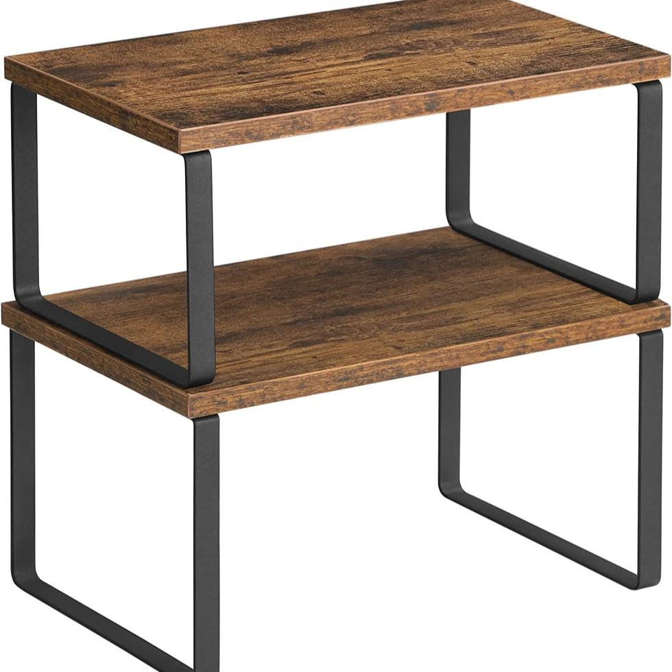 Metal Kitchen Cabinet Shelf Organizers - Set of 2 - Rustic Brown