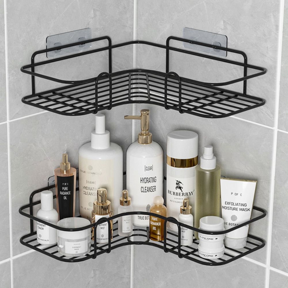 Adhesive Corner Shower Caddy (Black)