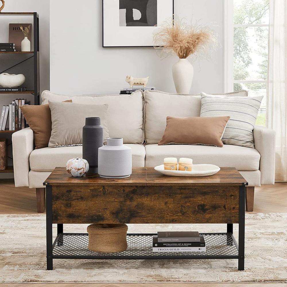 Coffee Table with Folding Top - Rustic Brown Black