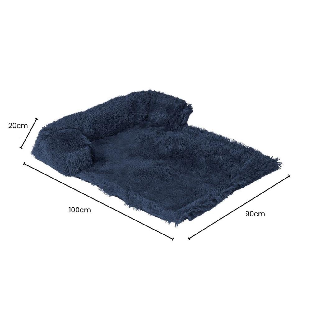 Pet Sofa Cover Soft with Bolster L Size (Dark Blue)