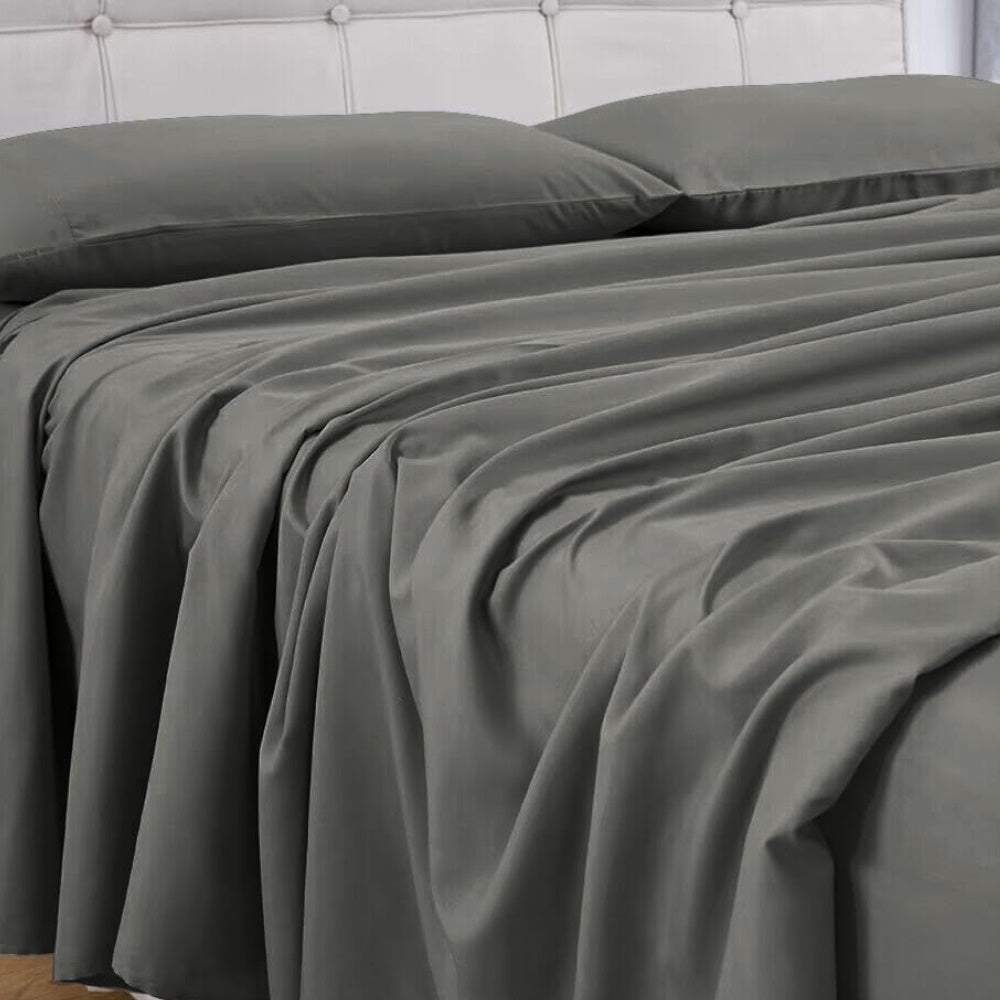 2000 Thread Count Ultra Soft Microfiber 4 Pcs Bed Sheet Set - King (Grey)