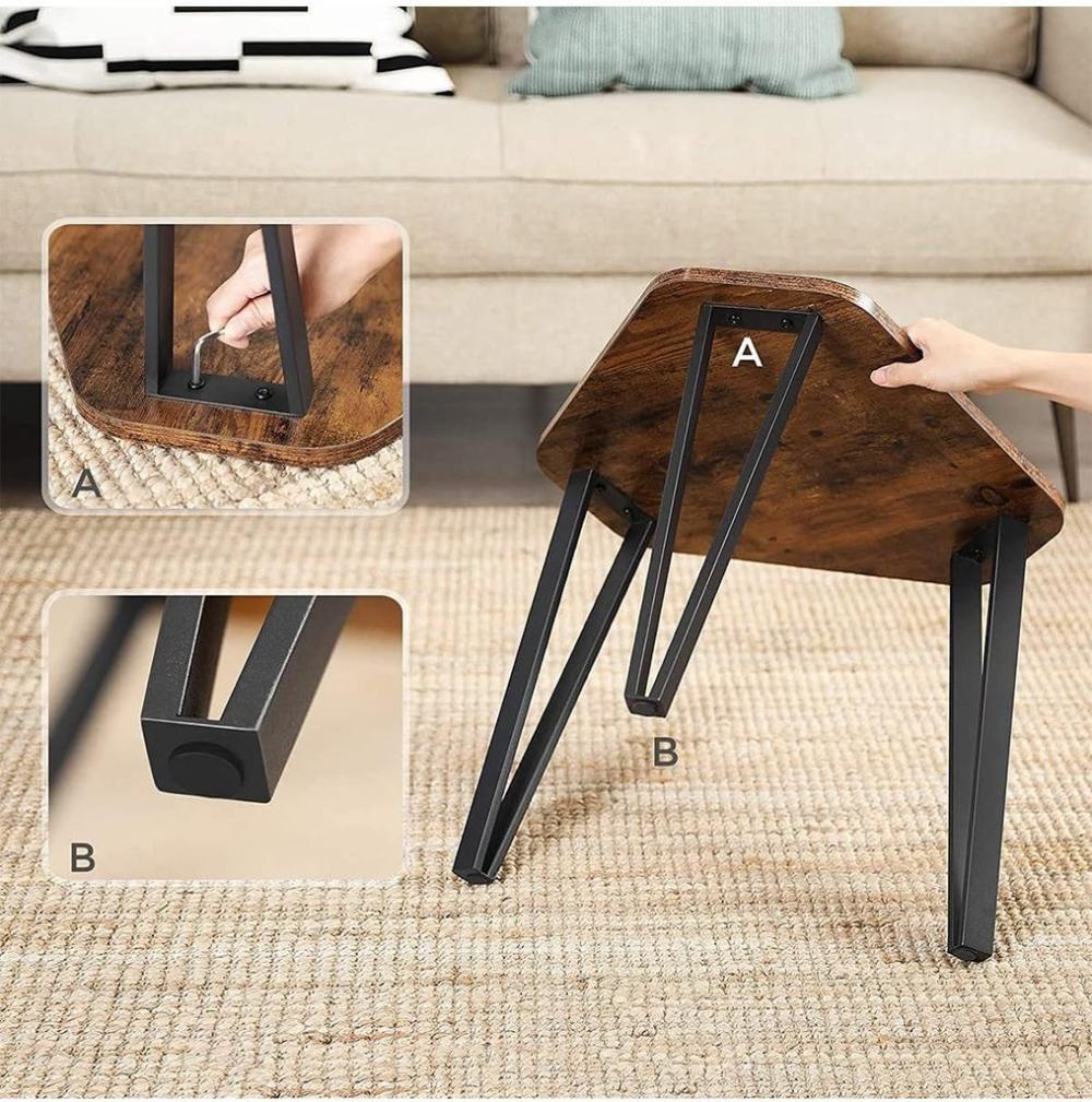 Nesting Coffee Table Set of 3 - Rustic Brown and Black