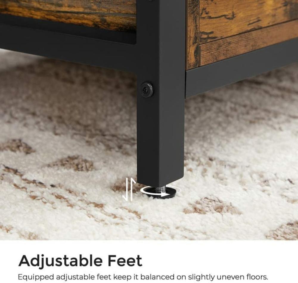 Entryway Storage Bench - Rustic Brown and Black