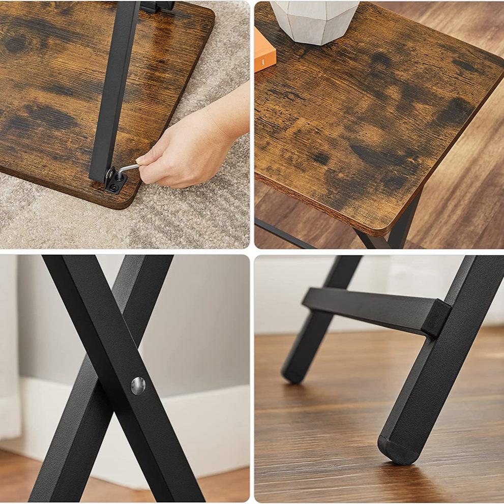 Tray Set of 2 Folding Tables - Rustic Brown and Black