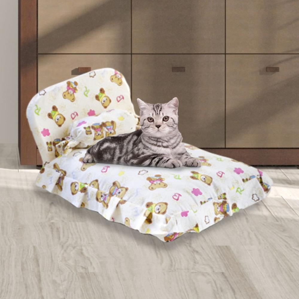 Bear Design Pet Bed with Pillow and Quilt (Medium)
