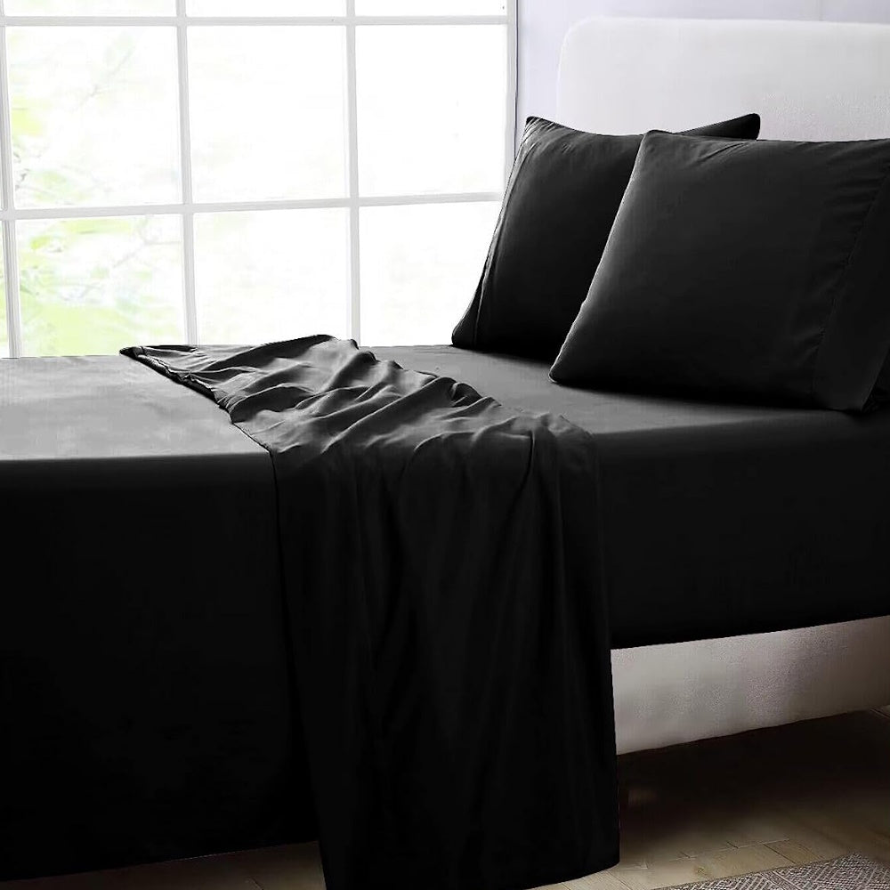 1000 Thread Count Ultra Soft Microfiber 4 Pcs Bed Sheet Set - Single (Black)