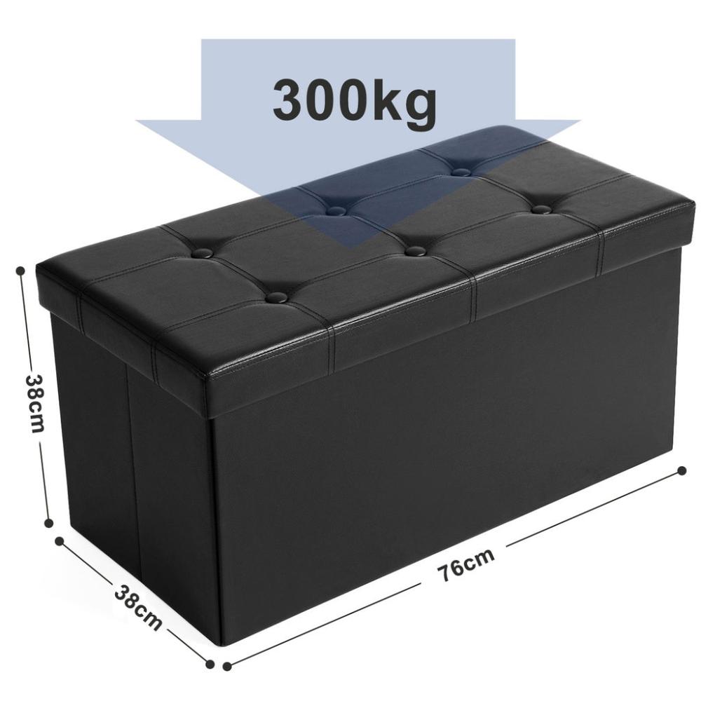 Folding Storage Ottoman Bench Footrest Black - 76cms