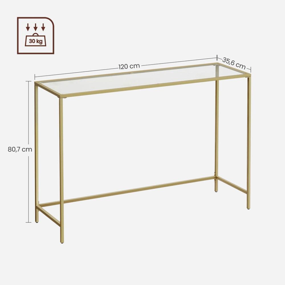 Tempered Glass Gold Console Table