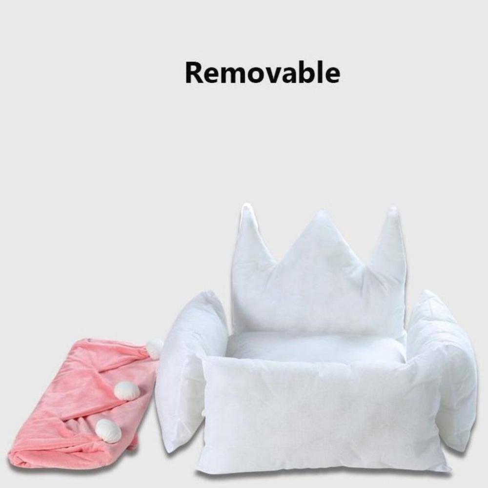 Soft Crown Shape Pet Bed (Large - Grey & Yellow)