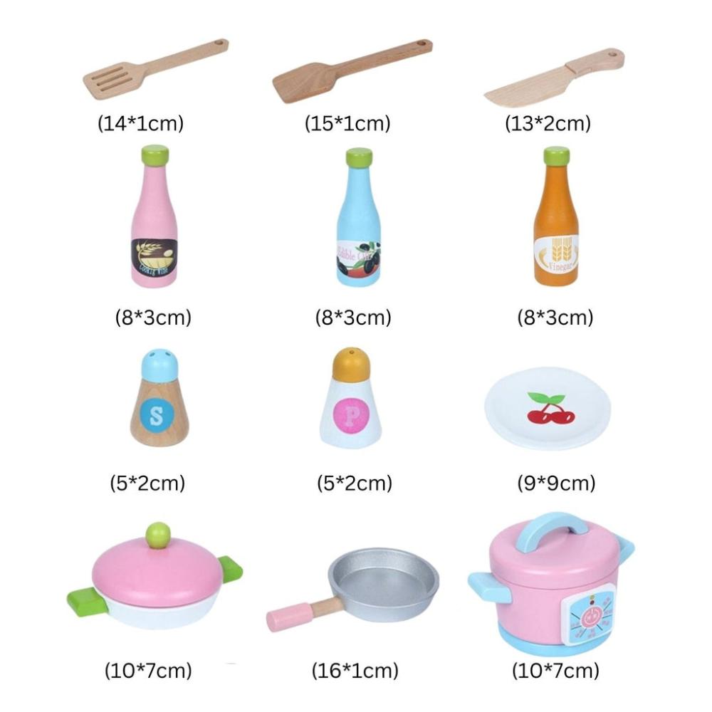 Wooden Kitchen Playset for Kids (Japanese Style Kitchen Set - Violet)