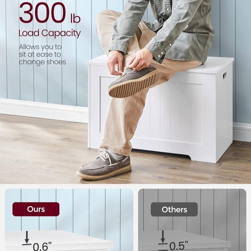 High Load Capacity Storage Bench White