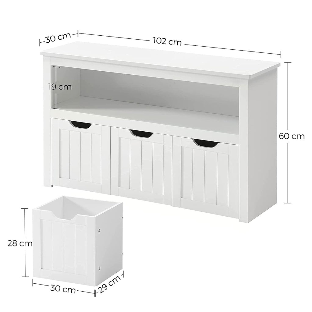 Storage Bench with Shelf and 3 Drawers