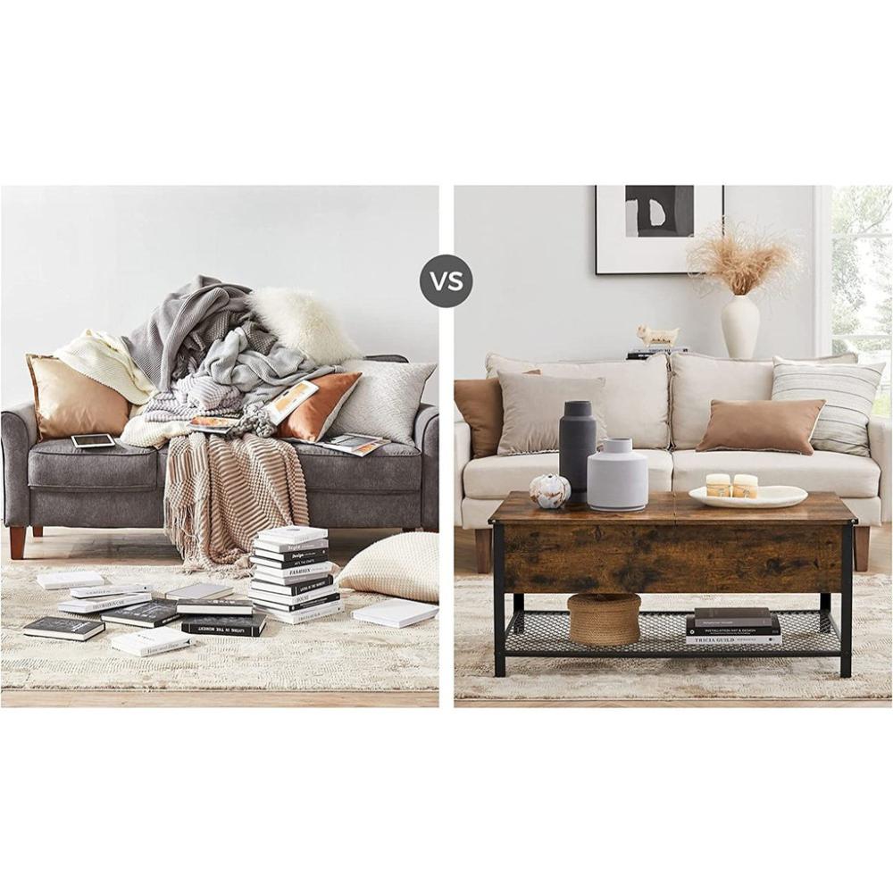 Coffee Table with Folding Top - Rustic Brown Black