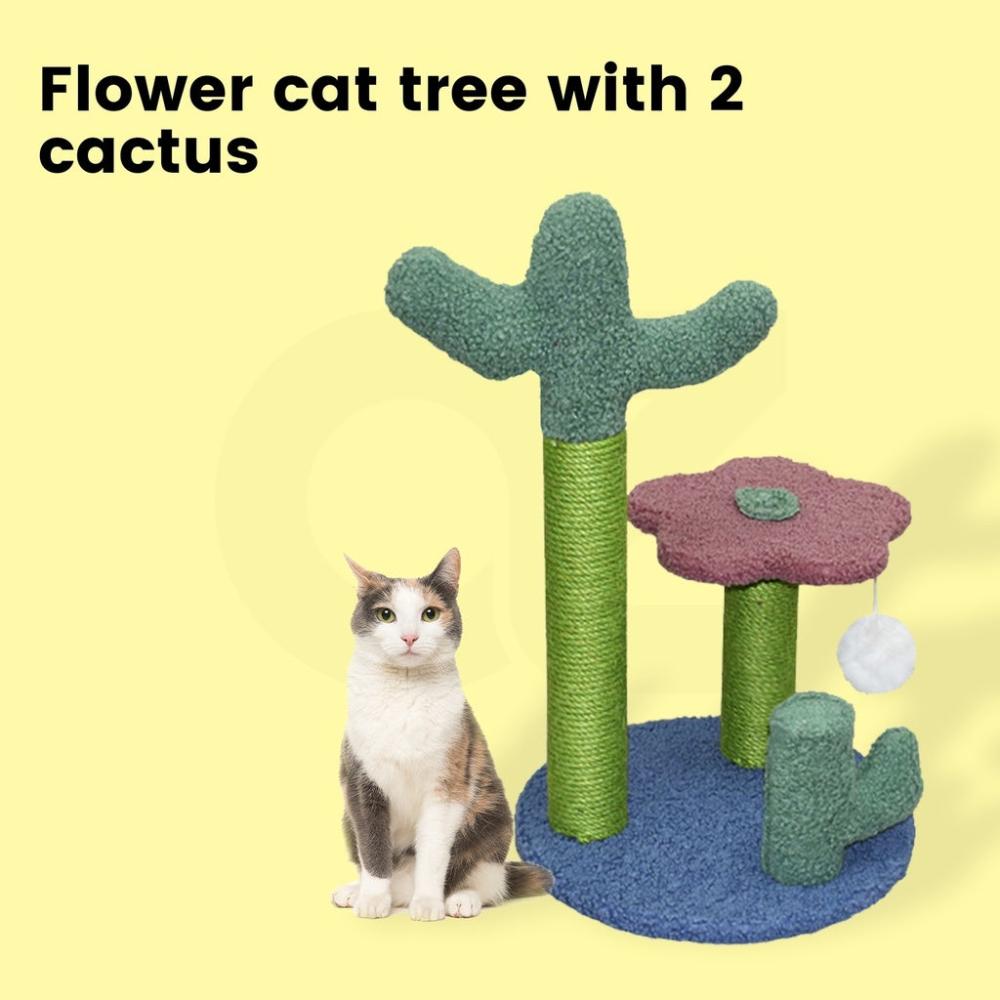 Flower Cat Tree with 2 Cactus - 50cms