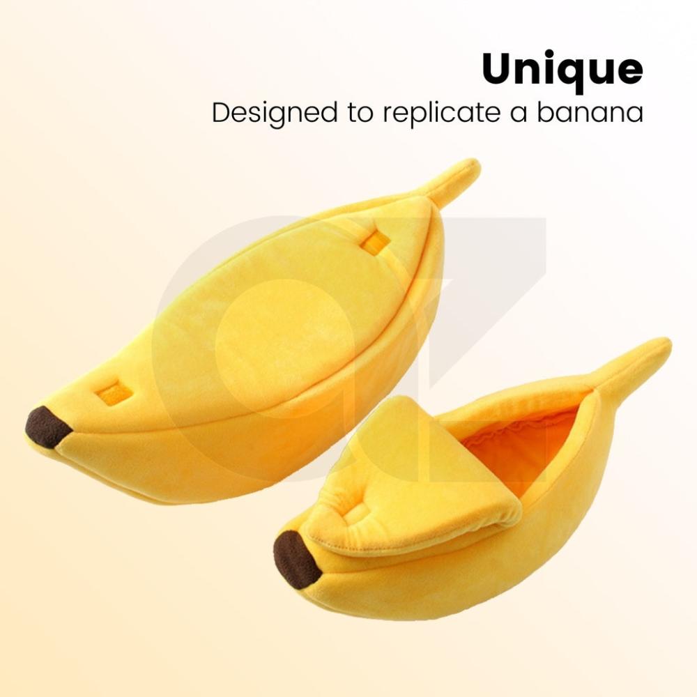 Soft Plush Banana Pet Bed - Small (Yellow)
