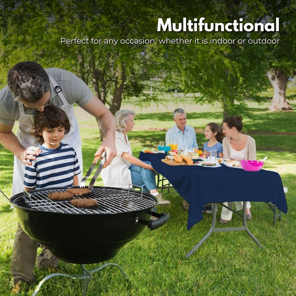 Rectangle Tablecloth Polyester Dining Table Cover 230cm - Navy Blue