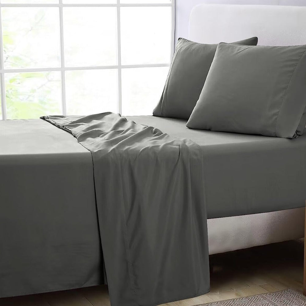 1000 Thread Count Ultra Soft Microfiber 4 Pcs Bed Sheet Set - Single (Grey)