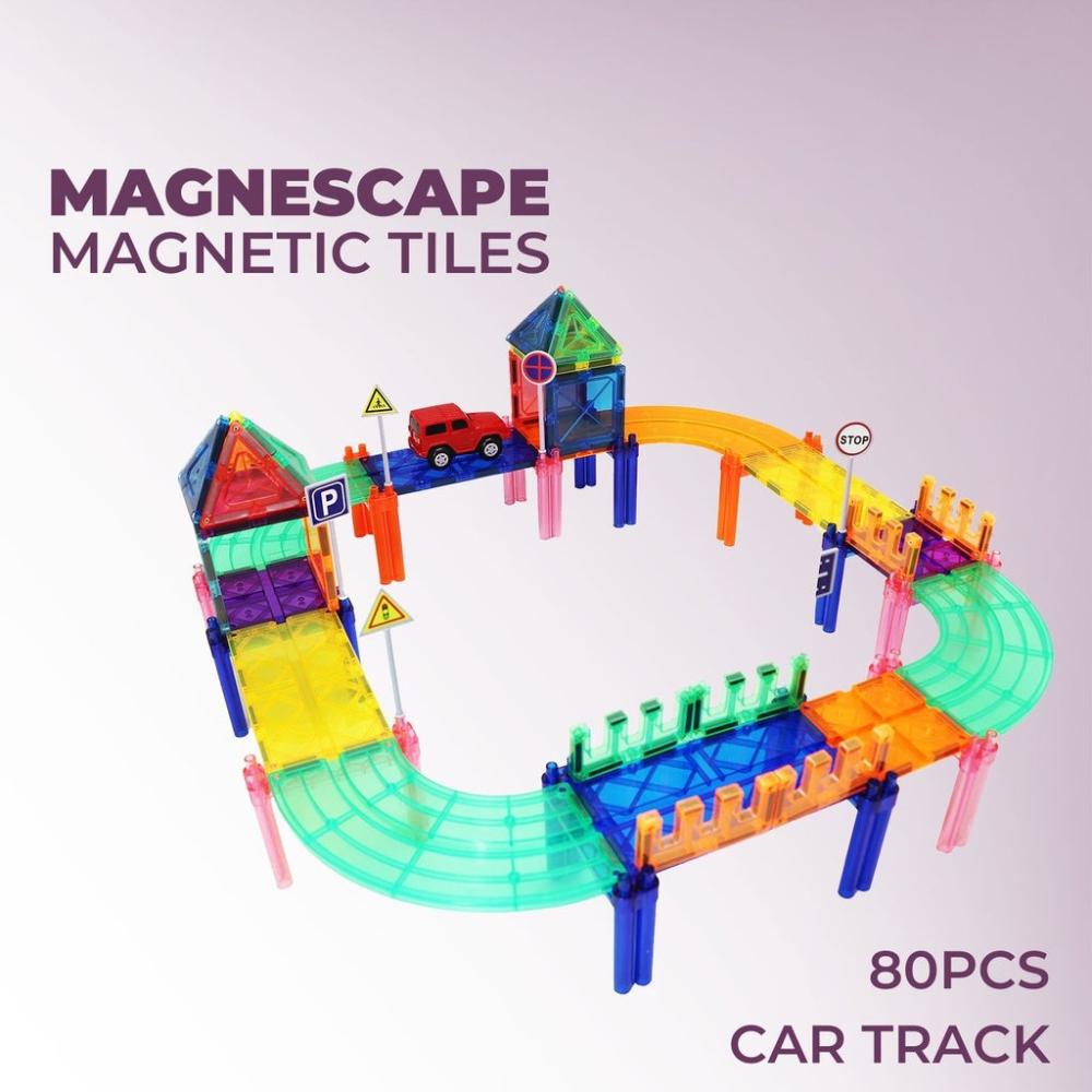 Magnetic Tiles Race Car Track - 80pcs