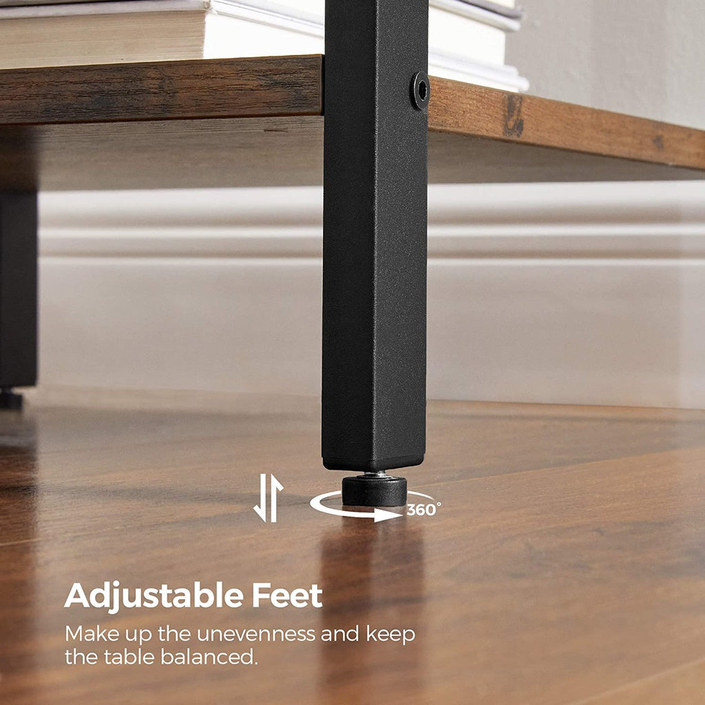End Table with Drawer and Shelf - Rustic Brown and Black